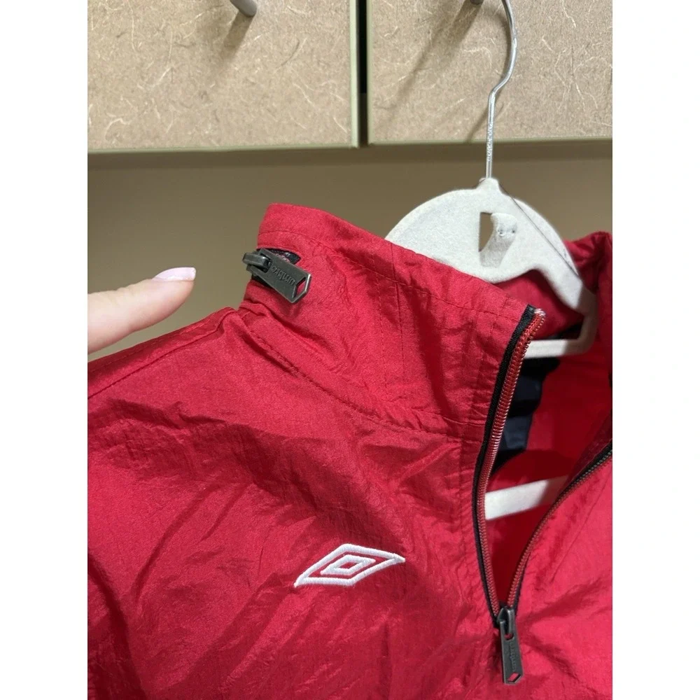 NWT Umbro Boys' Soccer Nylon 1/4 Zip‎ Red Jacket Size Small-8